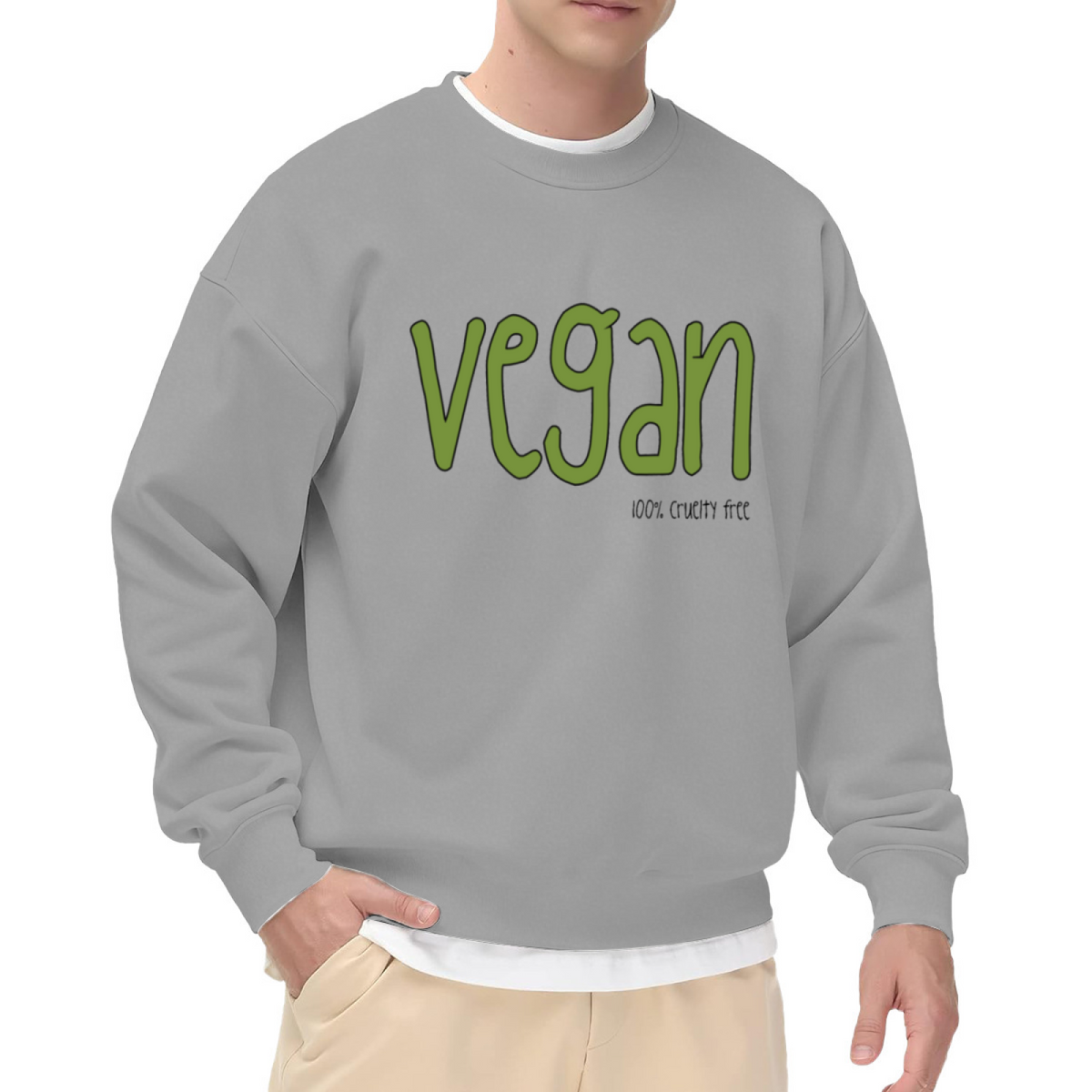 Vegan 100% Cruelty Free Bubble Letter Crewneck Sweatshirt | Plant-Based Ethical Fashion Pullover, Vegan Gift
