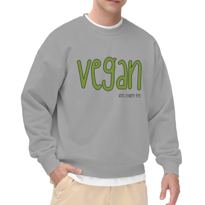 Vegan 100% Cruelty Free Bubble Letter Crewneck Sweatshirt | Plant-Based Ethical Fashion Pullover, Vegan Gift