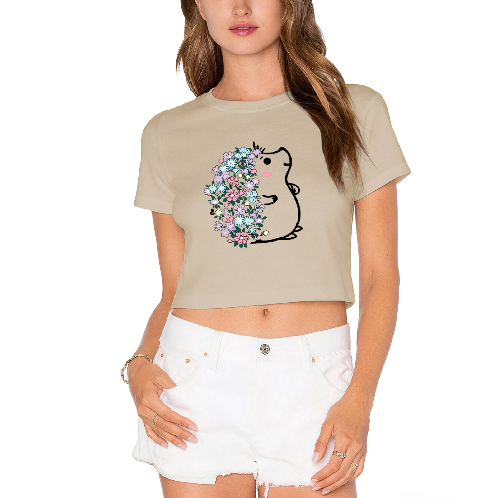 Floral Covered Frog Cute Kawaii Bright Red Crop Top