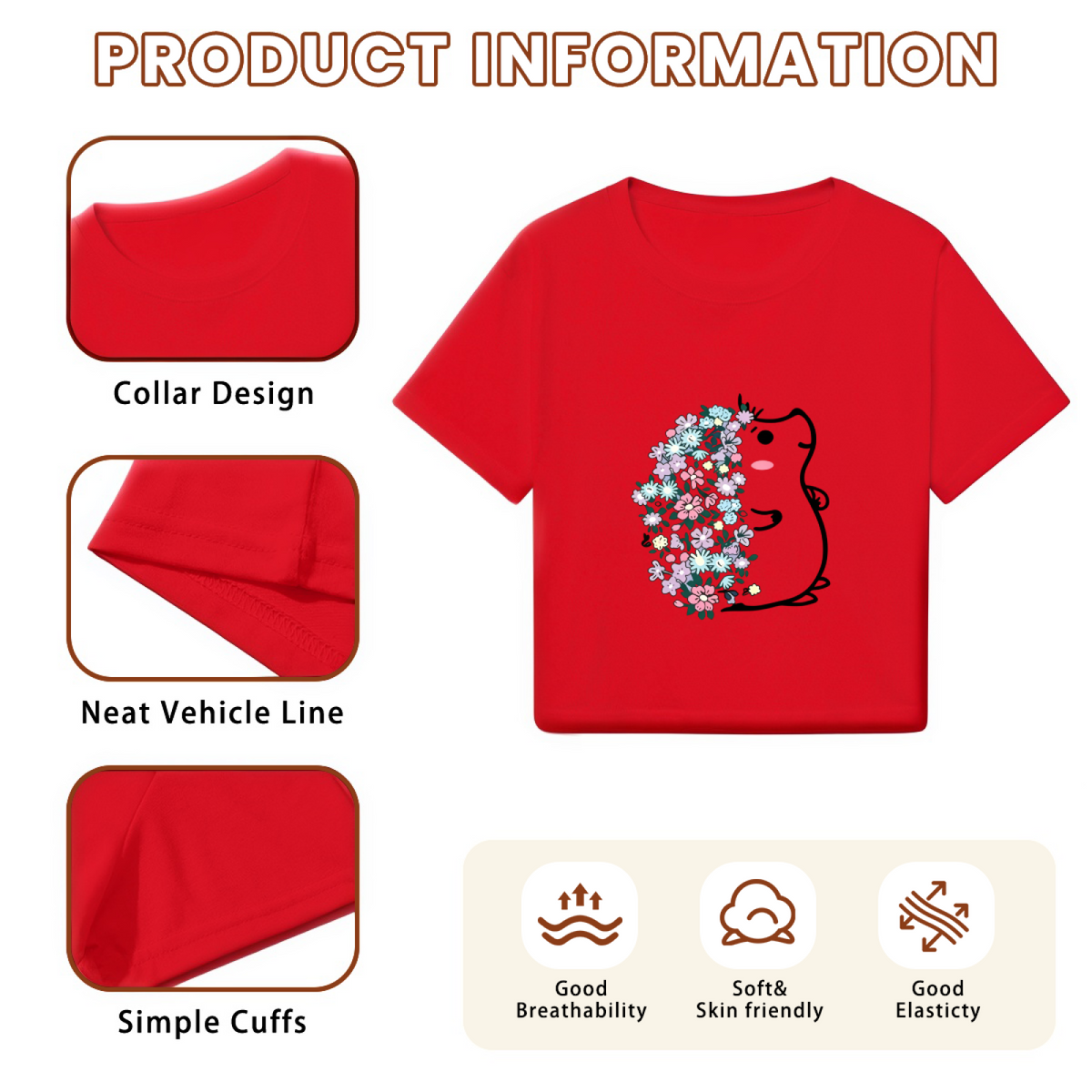 Floral Covered Frog Cute Kawaii Bright Red Crop Top