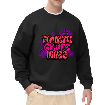 Fourth Grade Vibes Crewneck Sweatshirt | Retro Groovy Daisy Pullover, Cute Back To School Graphic Top, Student Gift