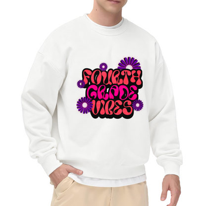 Fourth Grade Vibes Crewneck Sweatshirt | Retro Groovy Daisy Pullover, Cute Back To School Graphic Top, Student Gift