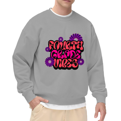 Fourth Grade Vibes Crewneck Sweatshirt | Retro Groovy Daisy Pullover, Cute Back To School Graphic Top, Student Gift