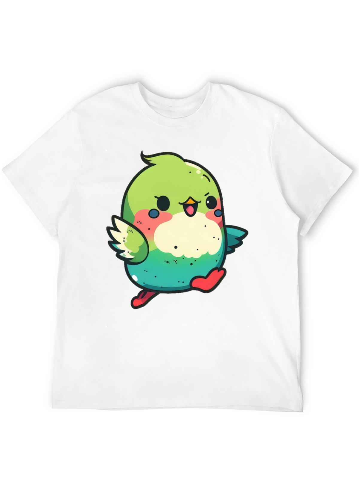 Cute Cartoon Bird Graphic Tee - Black