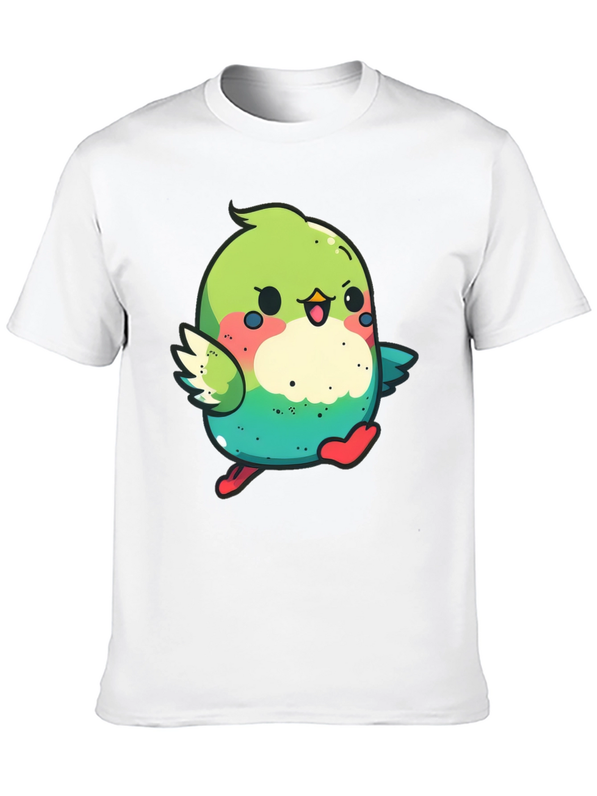 Cute Cartoon Bird Graphic Tee - Black