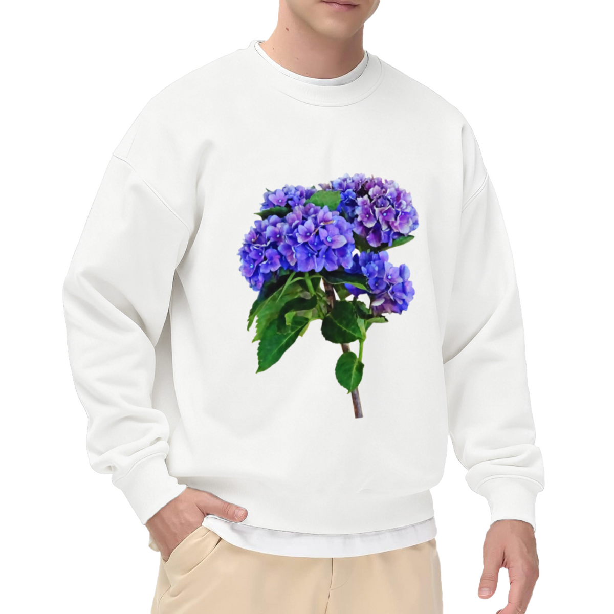 Hydrangea Flower Botanical Crewneck Sweatshirt, Garden Floral Pullover, Flower Lover Gift