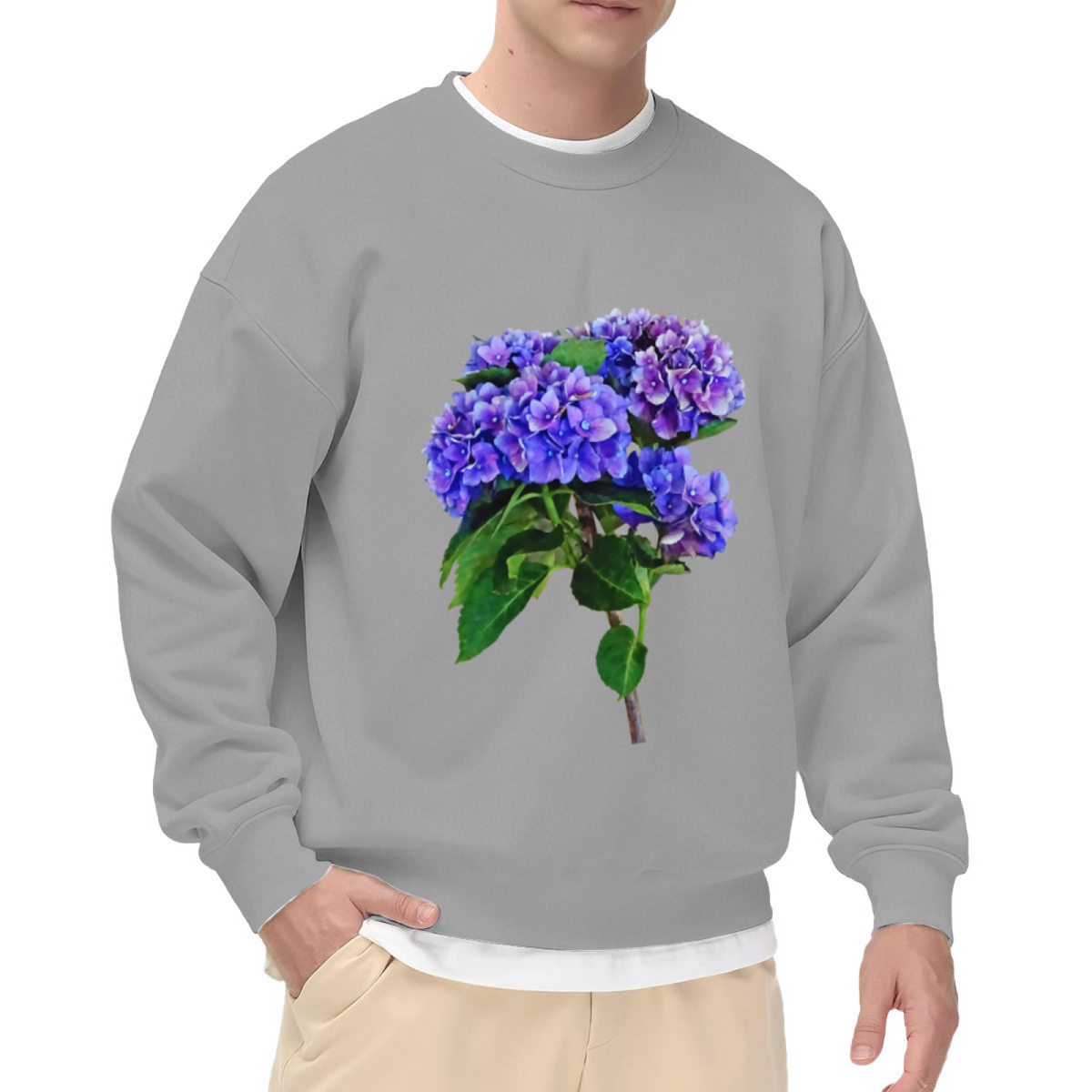 Hydrangea Flower Botanical Crewneck Sweatshirt, Garden Floral Pullover, Flower Lover Gift