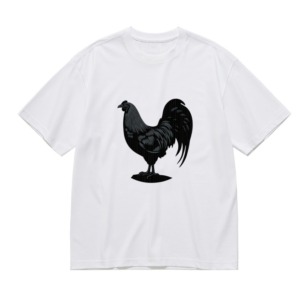 Classic Black Rooster Vintage Silhouette Tee