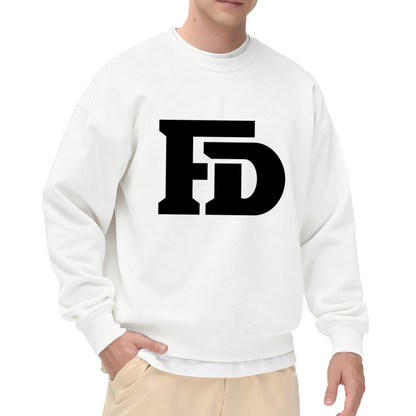 FD Monogram Crewneck Sweatshirt - Classic Initial Letter Graphic Pullover, Minimalist Letterman Top, Personalized Style