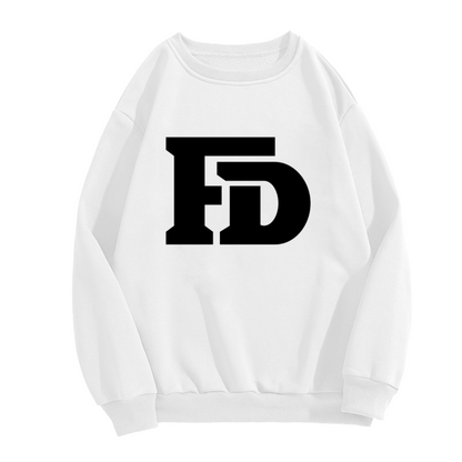 FD Monogram Crewneck Sweatshirt - Classic Initial Letter Graphic Pullover, Minimalist Letterman Top, Personalized Style
