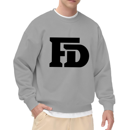 FD Monogram Crewneck Sweatshirt - Classic Initial Letter Graphic Pullover, Minimalist Letterman Top, Personalized Style