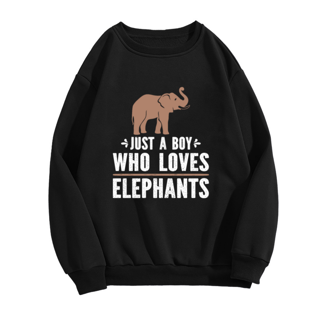 Just A Boy Who Loves Elephants Cute Elephant Crewneck Sweatshirt | Kids Animal Lover Graphic Pullover, Zoo Gift