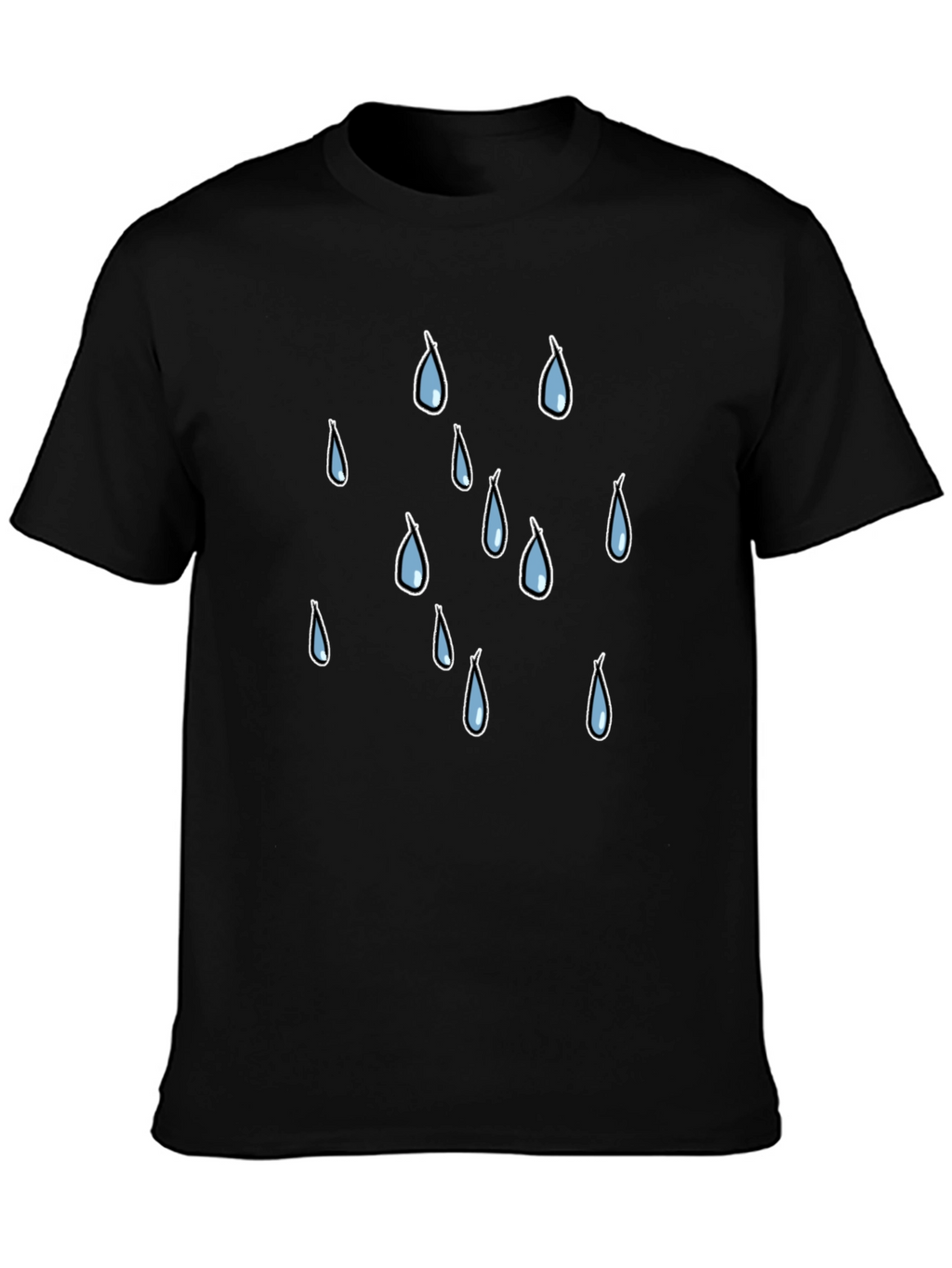 Rain Drop Graphic Tee - Black Cotton T-Shirt