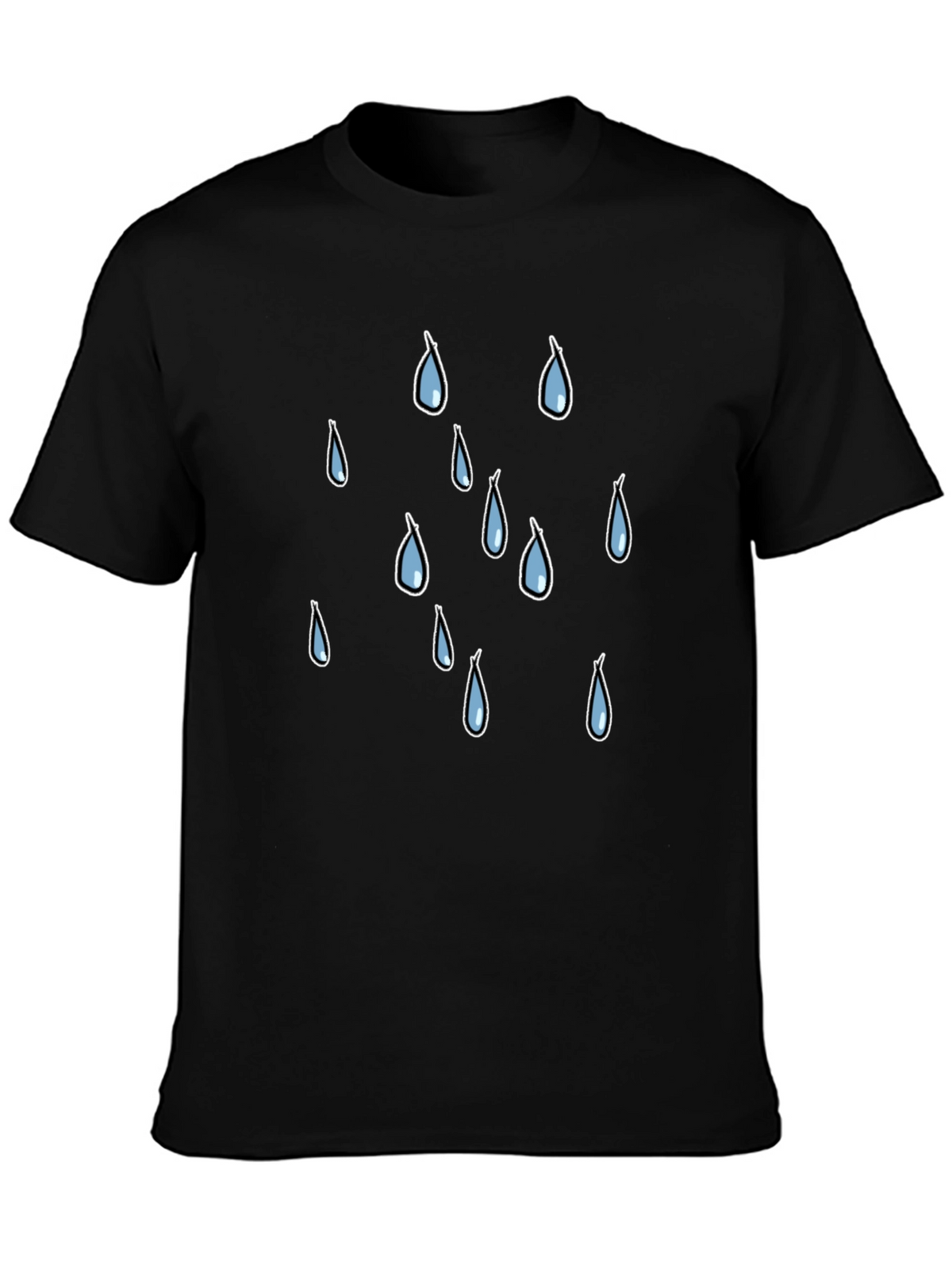 Rain Drop Graphic Tee - Black Cotton T-Shirt
