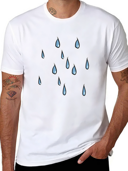 Rain Drop Graphic Tee - Black Cotton T-Shirt