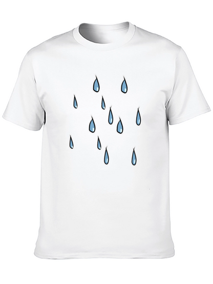 Rain Drop Graphic Tee - Black Cotton T-Shirt