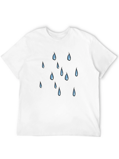 Rain Drop Graphic Tee - Black Cotton T-Shirt