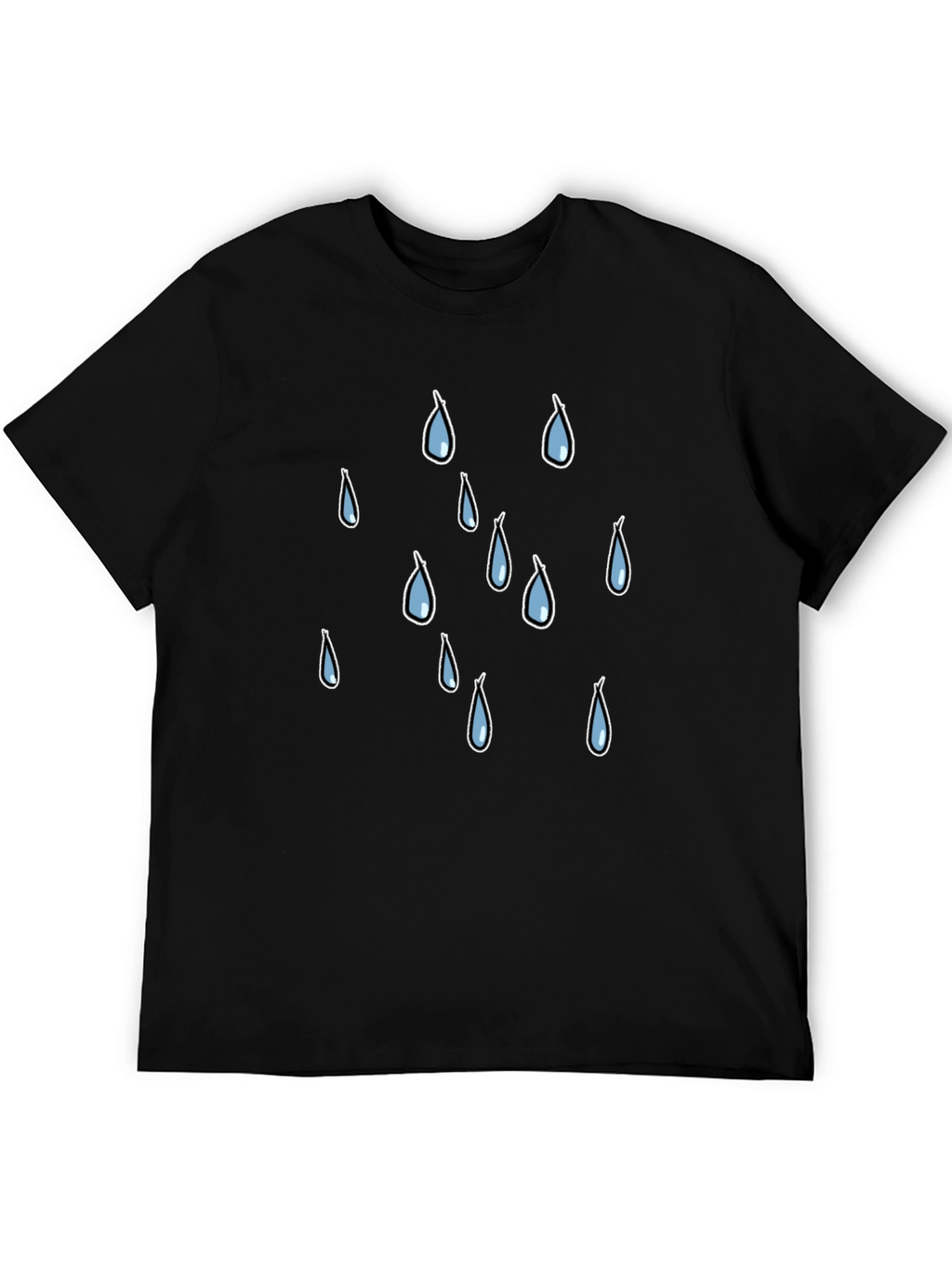 Rain Drop Graphic Tee - Black Cotton T-Shirt