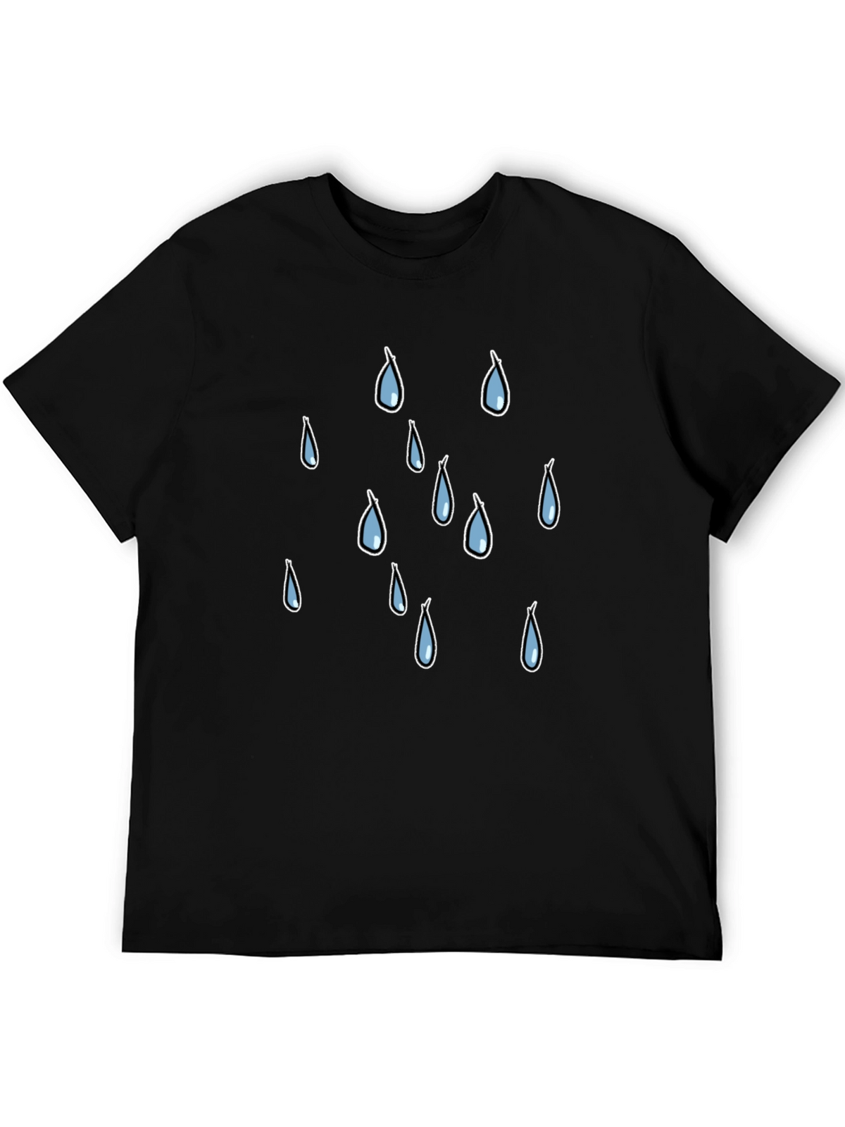 Rain Drop Graphic Tee - Black Cotton T-Shirt