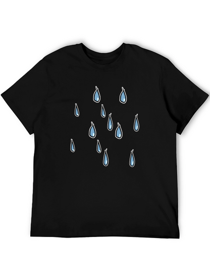 Rain Drop Graphic Tee - Black Cotton T-Shirt