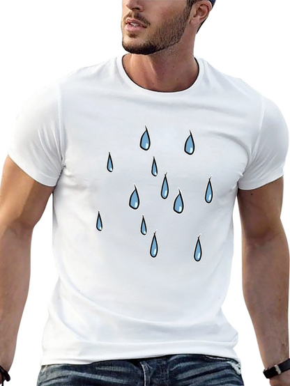 Rain Drop Graphic Tee - Black Cotton T-Shirt
