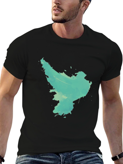 Abstract Turquoise Graphic Black T-Shirt
