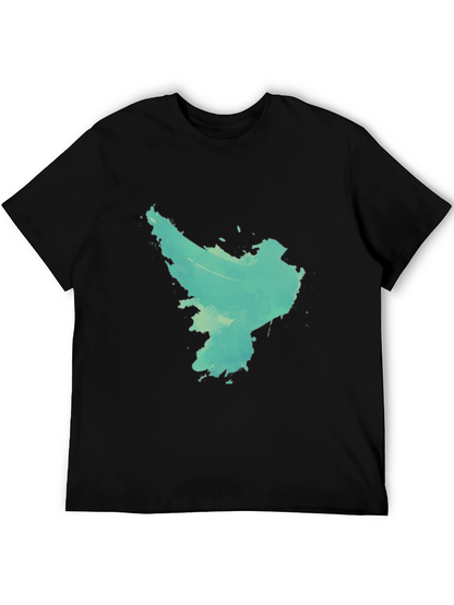 Abstract Turquoise Graphic Black T-Shirt