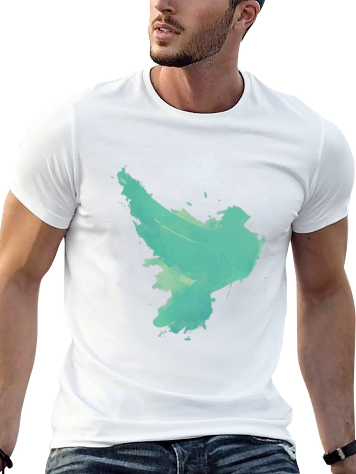 Abstract Turquoise Graphic Black T-Shirt