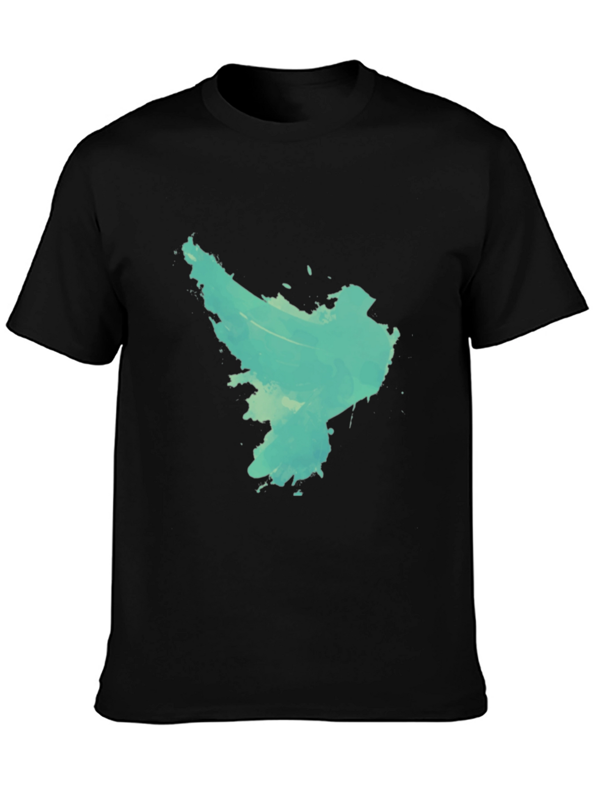 Abstract Turquoise Graphic Black T-Shirt