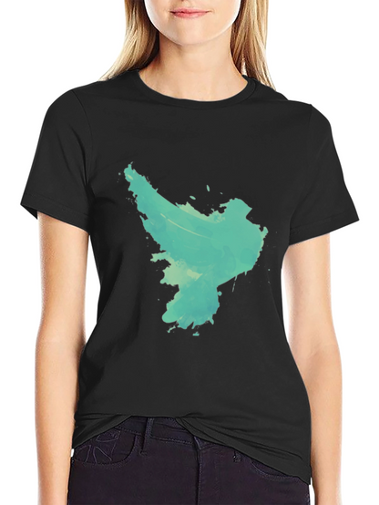 Abstract Turquoise Graphic Black T-Shirt