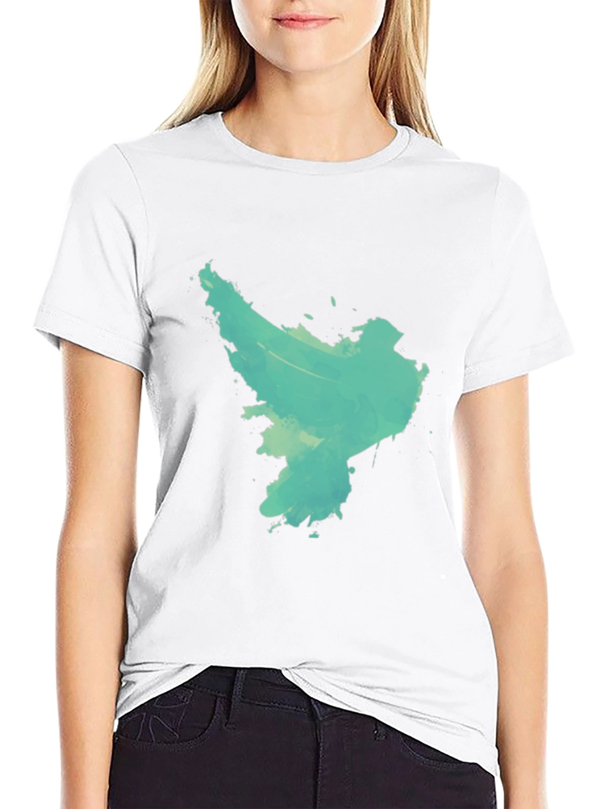 Abstract Turquoise Graphic Black T-Shirt
