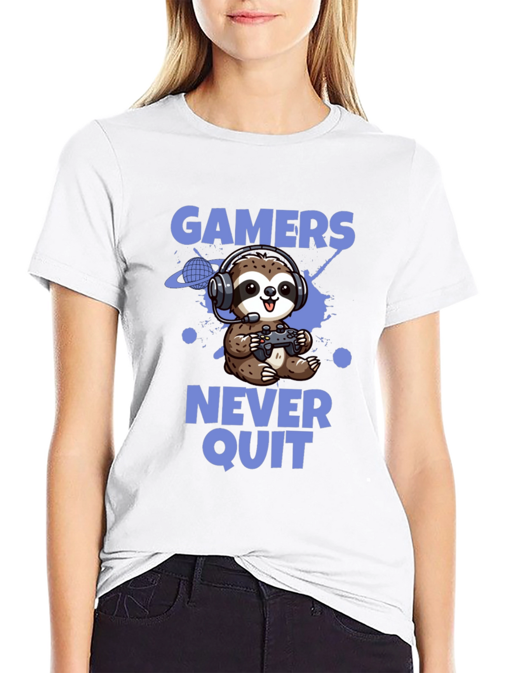 Gamer Sloth T-Shirt - Never Quit Tee