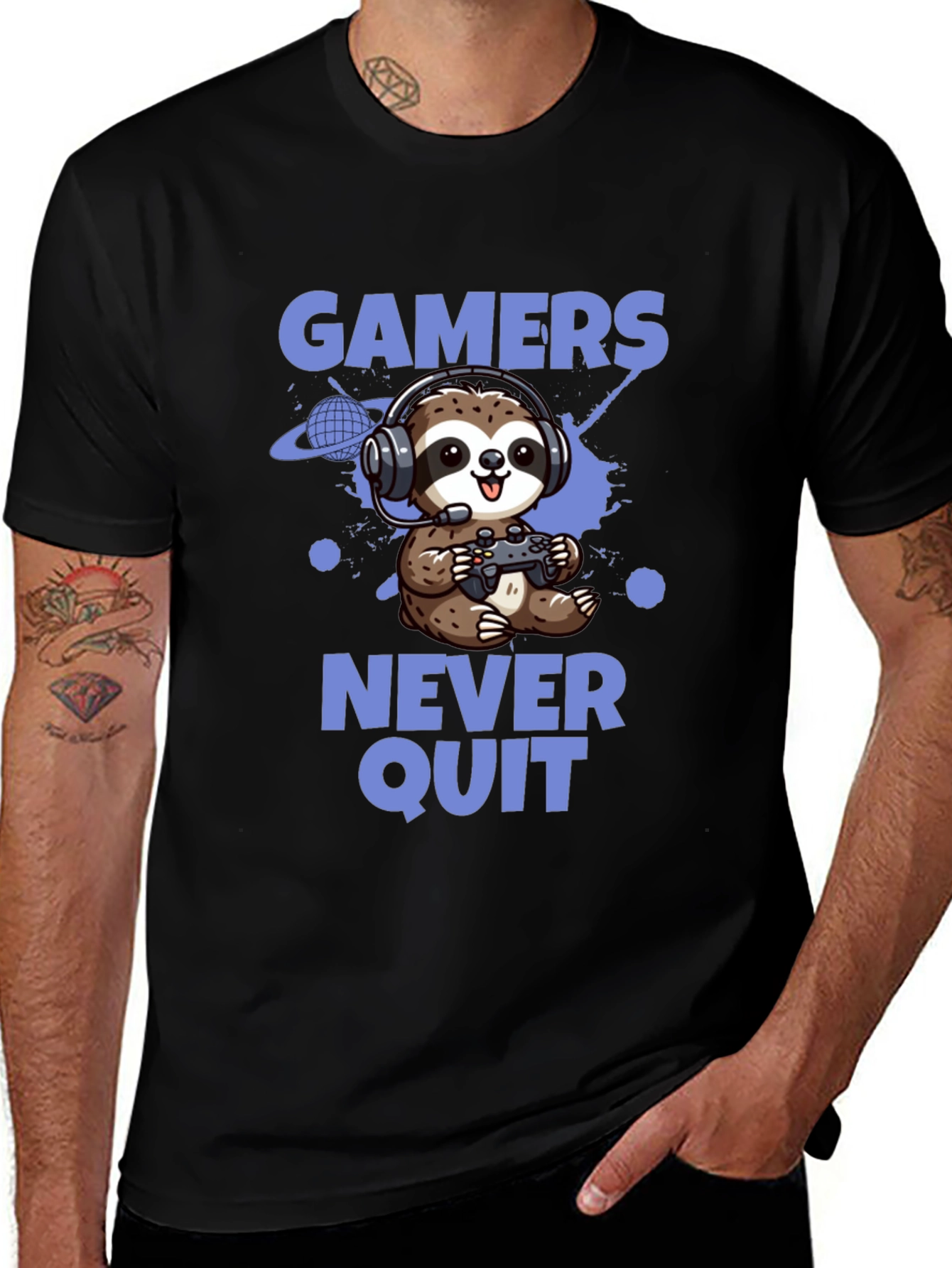 Gamer Sloth T-Shirt - Never Quit Tee