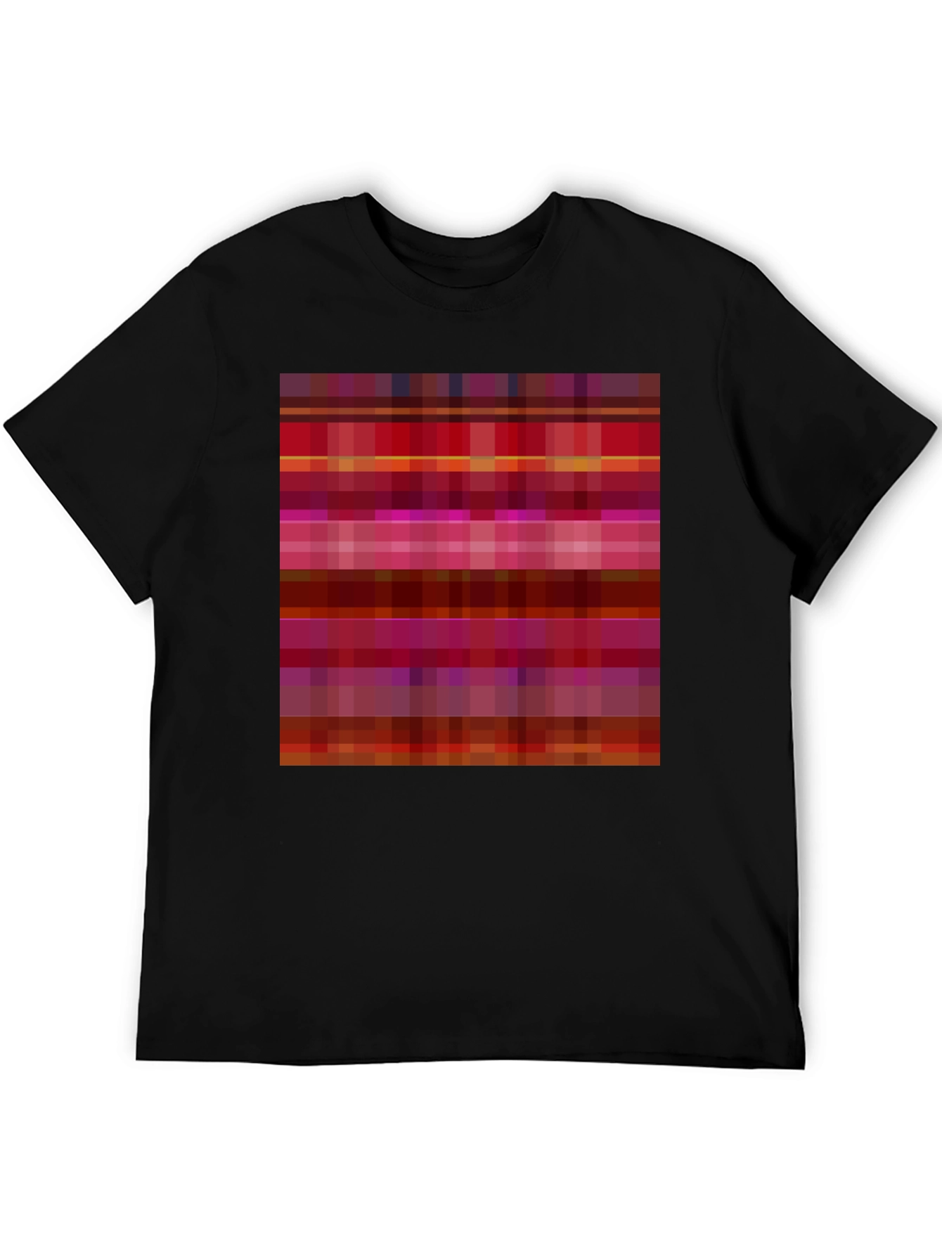 Retro Pixel Pattern Black T-Shirt