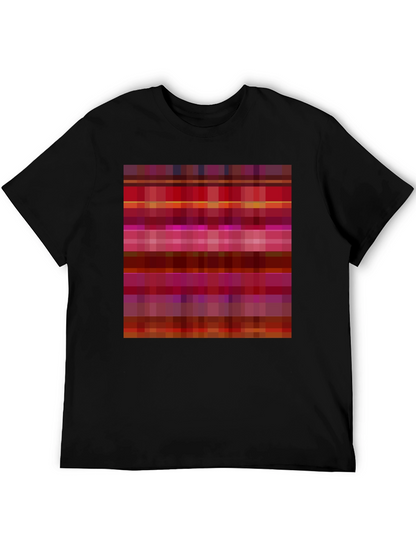 Retro Pixel Pattern Black T-Shirt