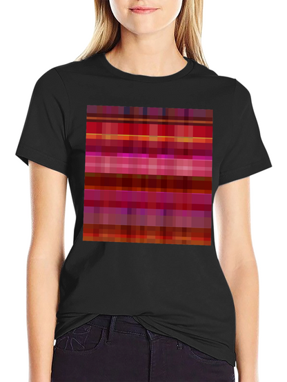 Retro Pixel Pattern Black T-Shirt