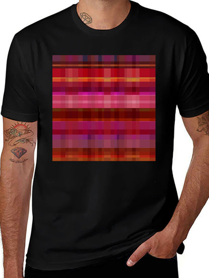 Retro Pixel Pattern Black T-Shirt