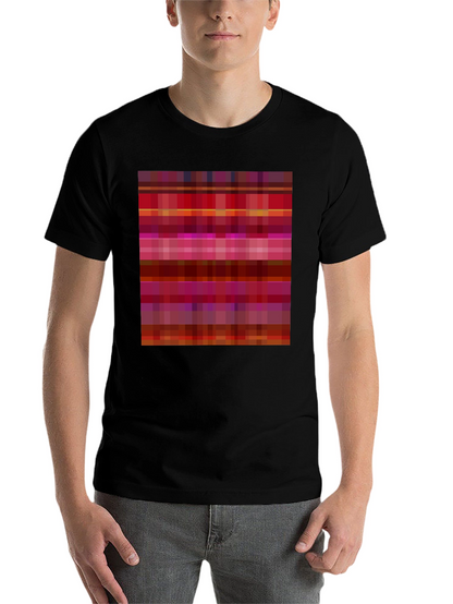 Retro Pixel Pattern Black T-Shirt