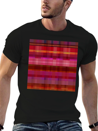 Retro Pixel Pattern Black T-Shirt