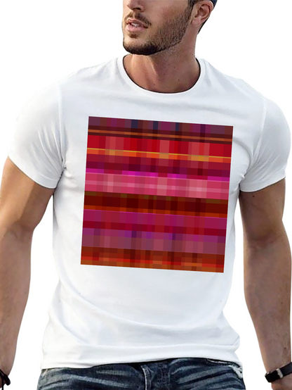 Retro Pixel Pattern Black T-Shirt