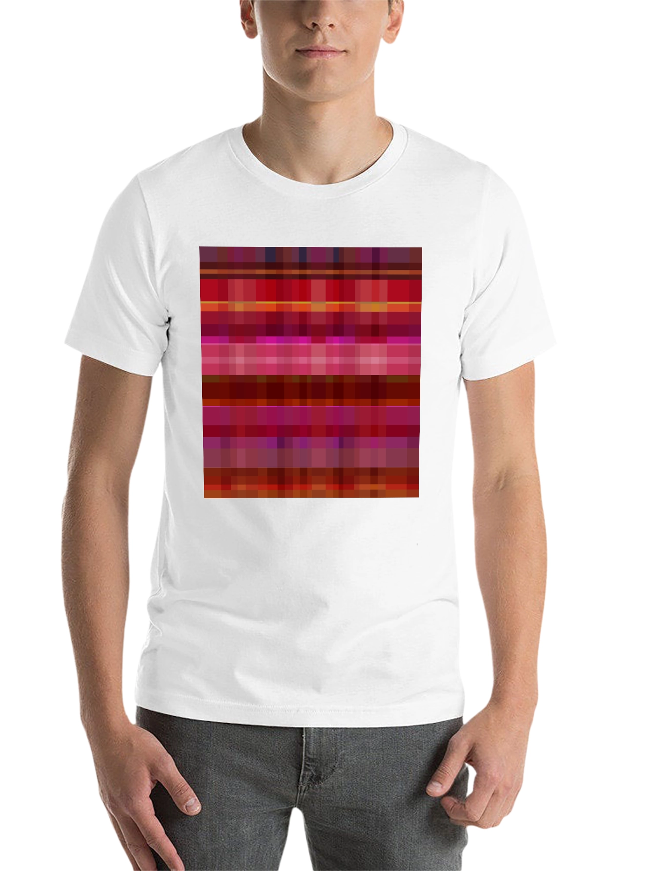 Retro Pixel Pattern Black T-Shirt
