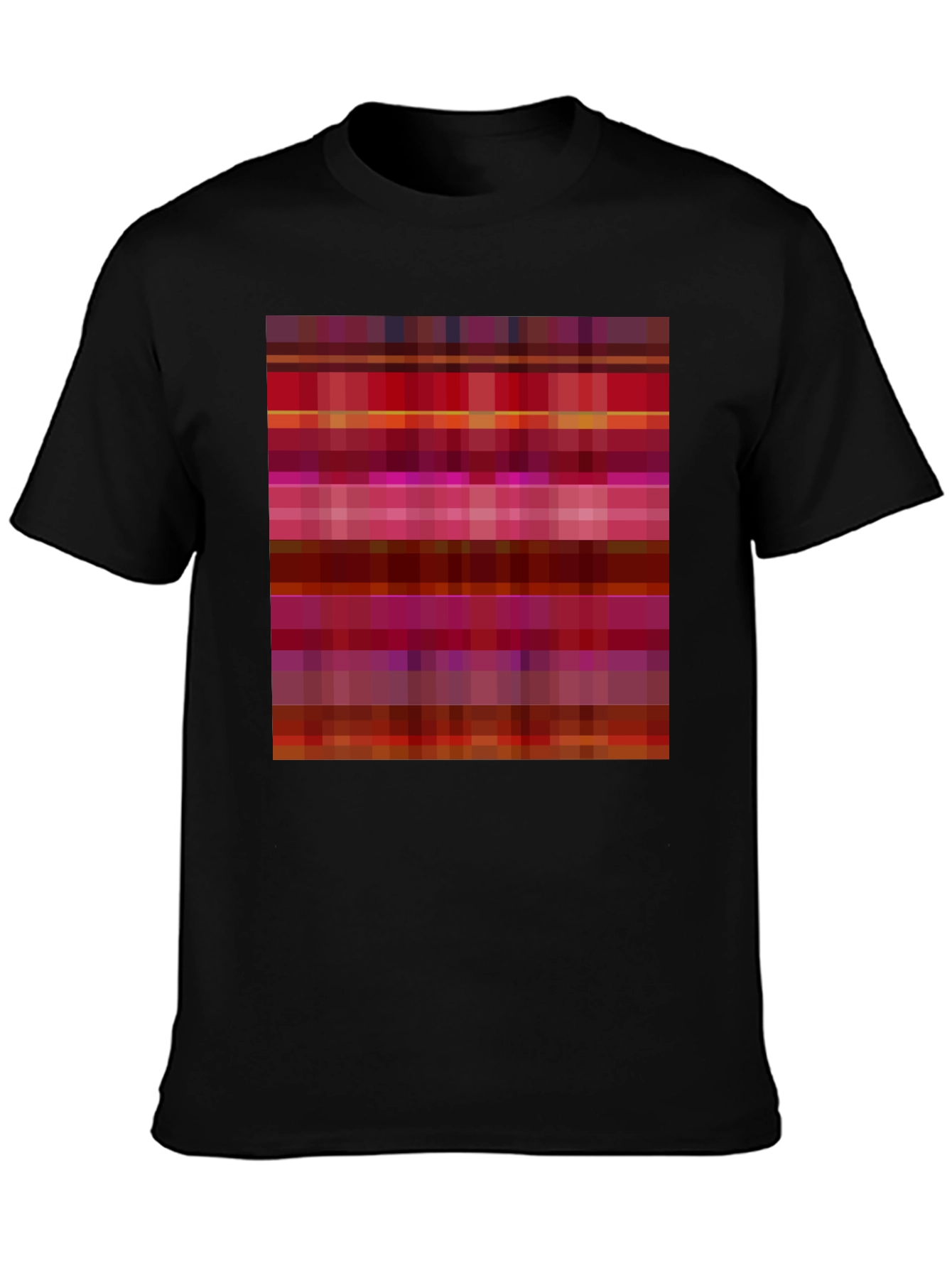 Retro Pixel Pattern Black T-Shirt