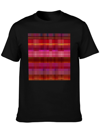 Retro Pixel Pattern Black T-Shirt