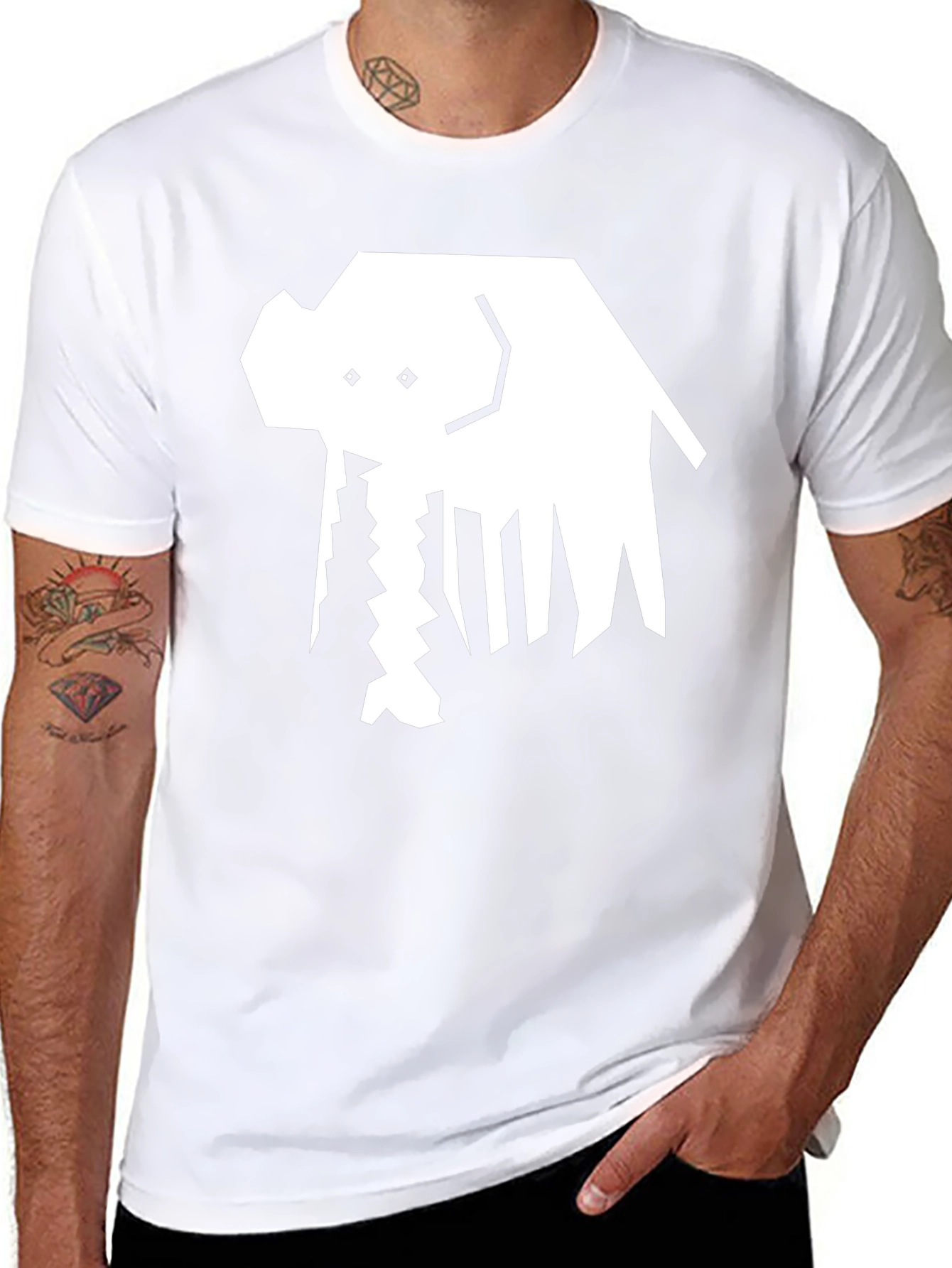 Abstract Elephant Graphic Tee - Black Cotton