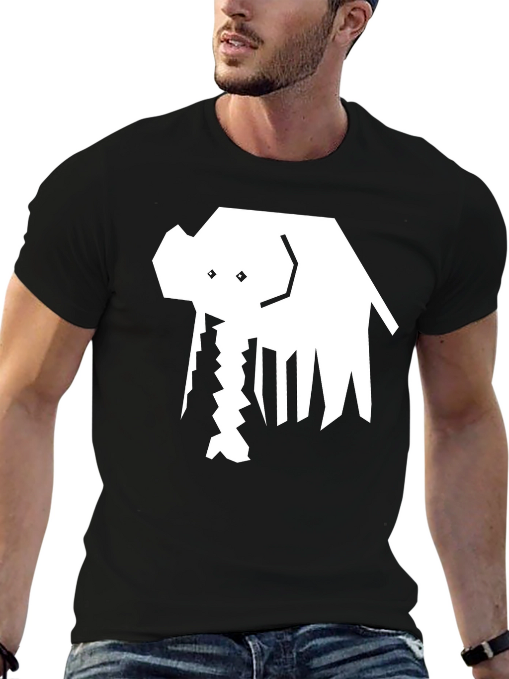 Abstract Elephant Graphic Tee - Black Cotton