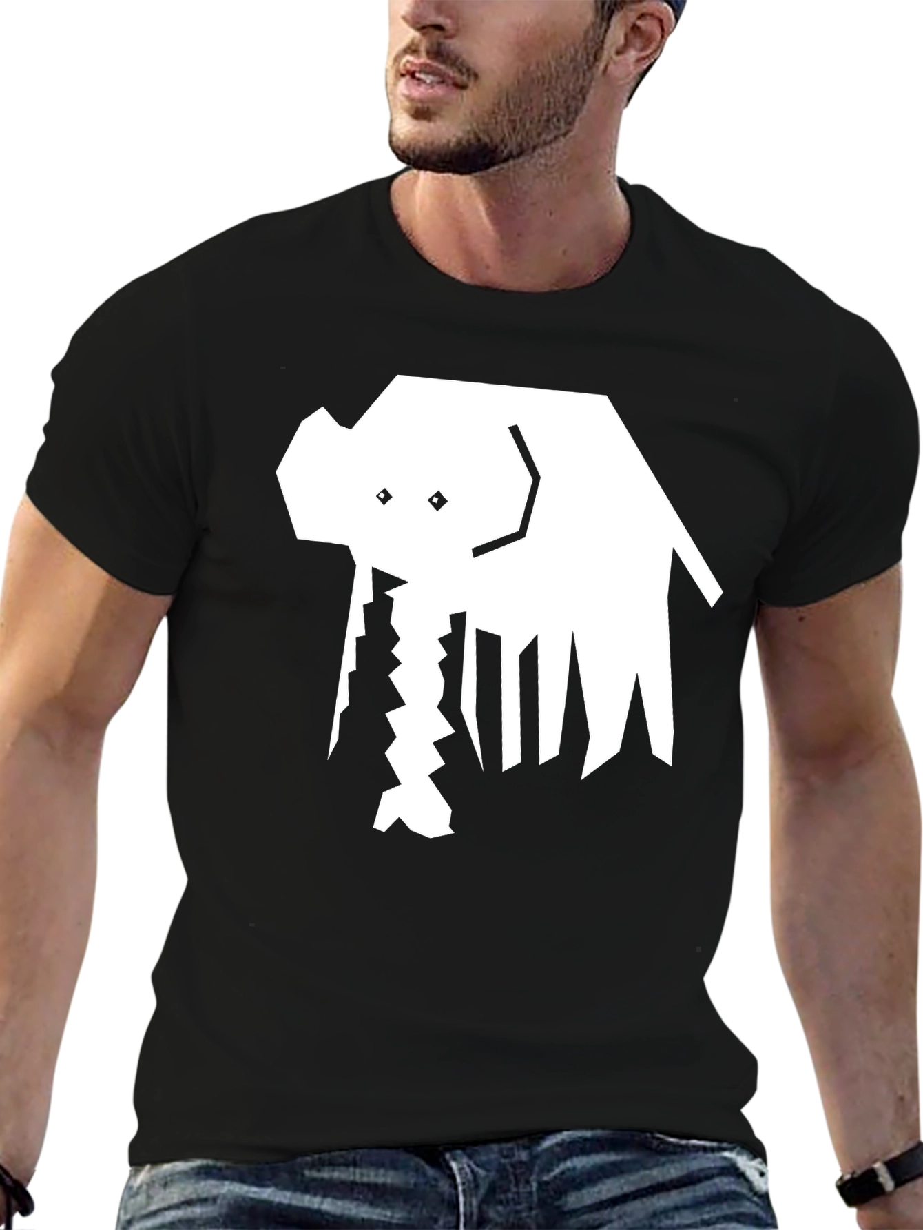 Abstract Elephant Graphic Tee - Black Cotton