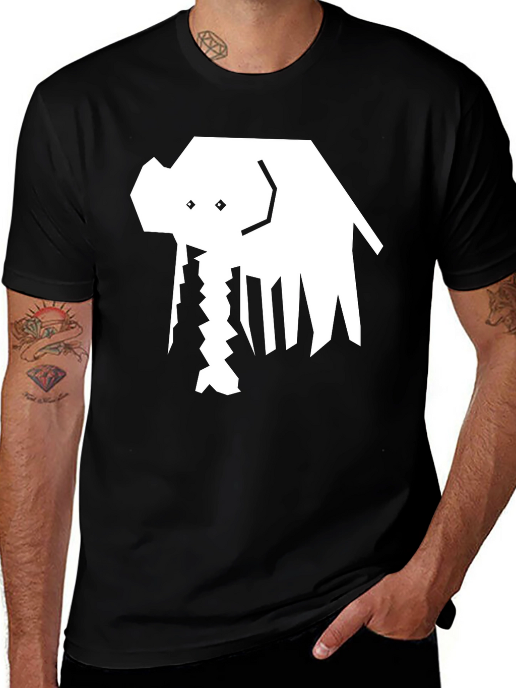 Abstract Elephant Graphic Tee - Black Cotton