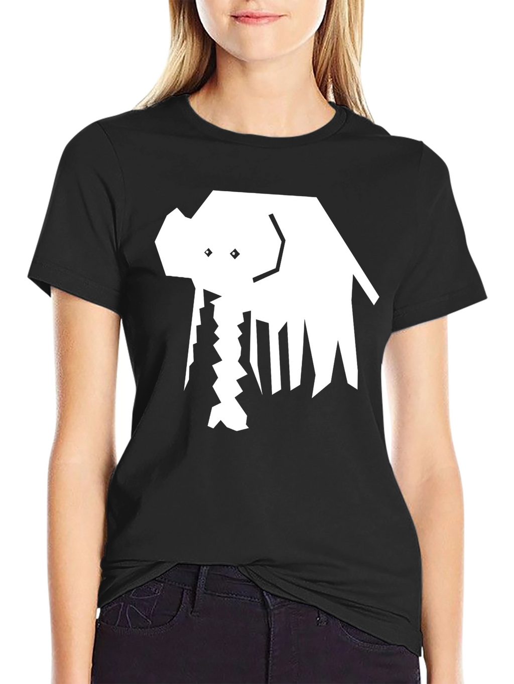 Abstract Elephant Graphic Tee - Black Cotton
