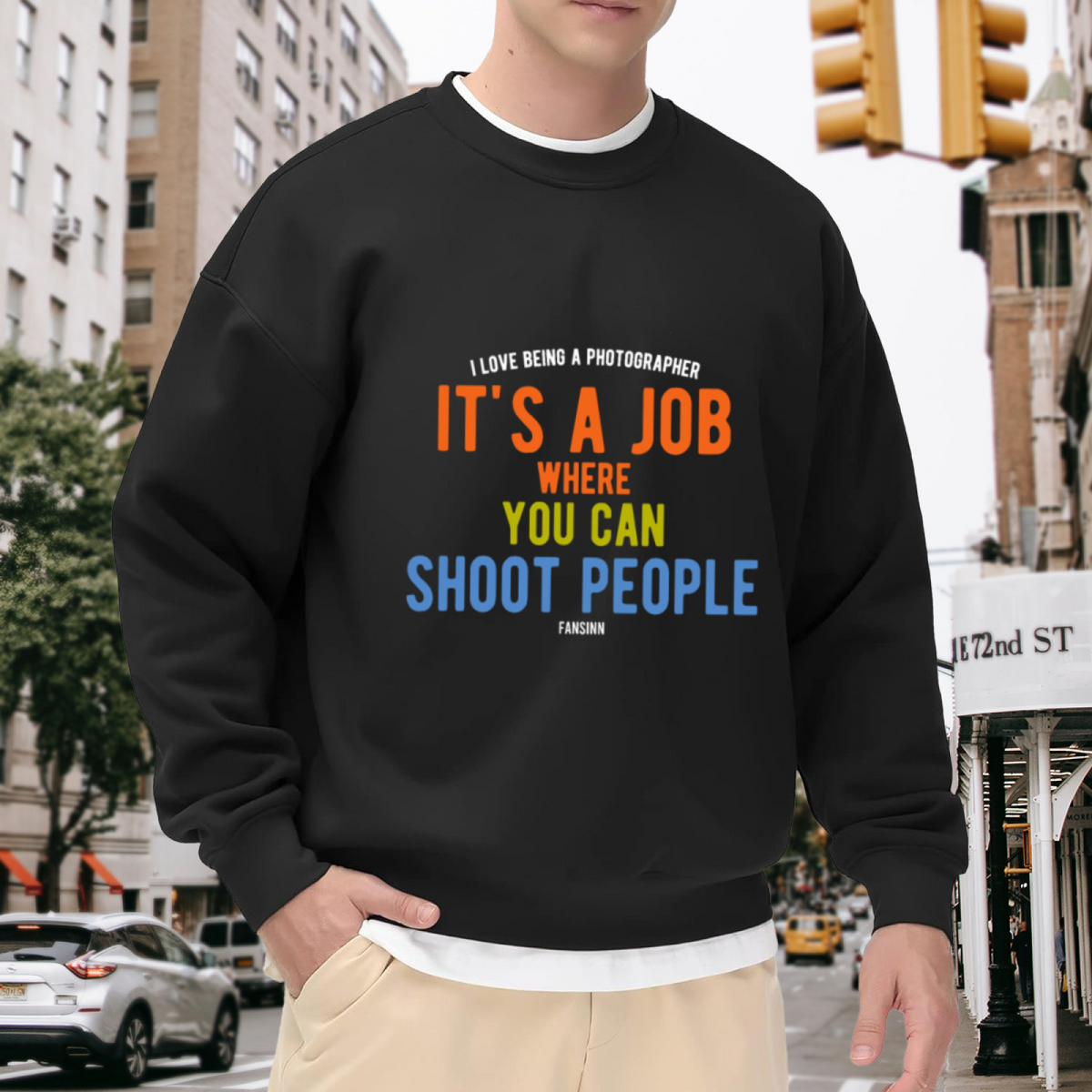 I Love Being A Photographer It's A Job Where You Can Shoot People Sweatshirt | Funny Photographer Quote Crewneck, Camera Humor Pullover Top, Photography Gift