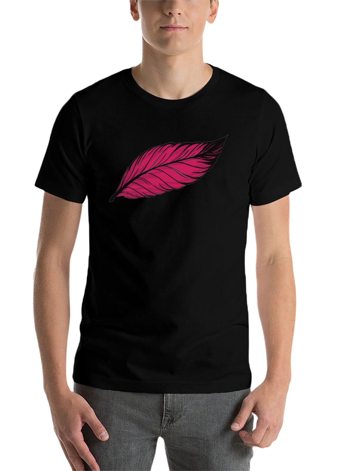 Feather Graphic Print Black T-Shirt